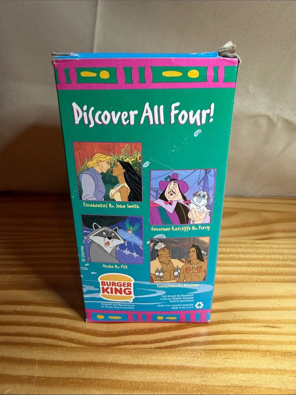 Vintage 1994 Disney Pocahontas Burger King Cup Meeko NIB